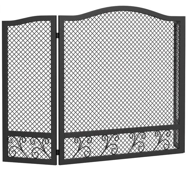 HOMCOM Parascântei pentru Șemineu, 3 Panouri, Metal Vopsit Electrostatic, Gata de Utilizare, 107 x 1 x 60 cm, Negru | Aosom Romania
