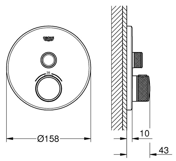 Grohe Grohtherm SmartControl baterie de duș ascuns cu termostat StarLight Chrome 29118000