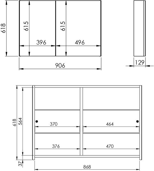 Elita Basic dulap 90.6x12.9x61.8 cm laterala pe perete RE060900030000