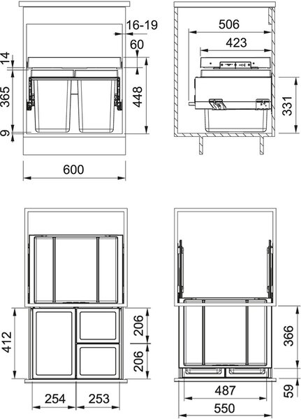 Franke Sorter FX recipient pentru resturi 48 l negru-gri 121.0557.763