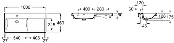 Roca Gap lavoar 100x46 cm dreptunghiular clasică alb luciu A3270MB000