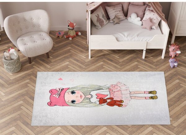 Covor pentru copii lavabil 120x180 cm Cute Girl and the Bear – Vitaus
