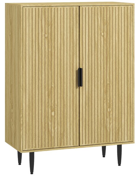 HOMCOM Dulap Pantofi 5 Niveluri cu Rafturi Reglabile, Picioare Metalice, Design Elegant Stejar, Stabil și Sigur, 80x38x110 cm | Aosom Romania