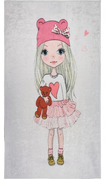 Covor pentru copii lavabil 120x180 cm Cute Girl and the Bear – Vitaus