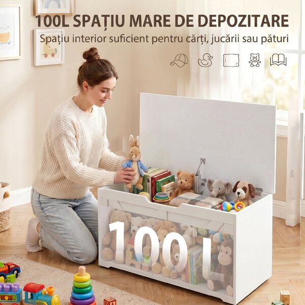 HOMCOM Comodă cu Capacitate de Încărcare de 136 kg, 80x40x45cm, Alb | Aosom Romania