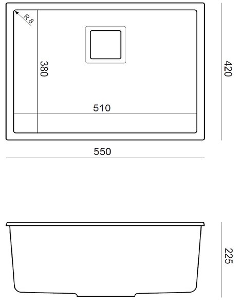 Quadron David cuvă suspendată 55x42 cm negru HQD5542U8-G1