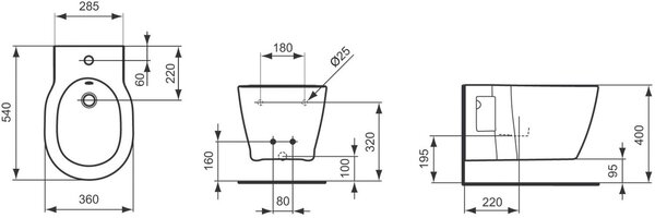 Ideal Standard Connect bideu agăţat alb E799701