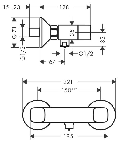 Hansgrohe Logis baterie de duș perete crom 71263000