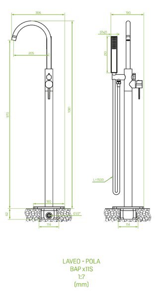 Laveo Pola baterie cadă-duș stativ crom BAP011S