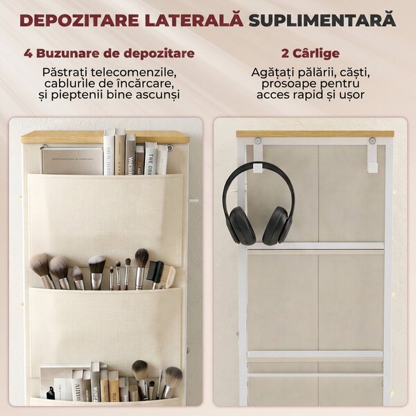 HOMCOM Comodă înaltă cu 4 sertare din material textil, bej | Aosom Romania