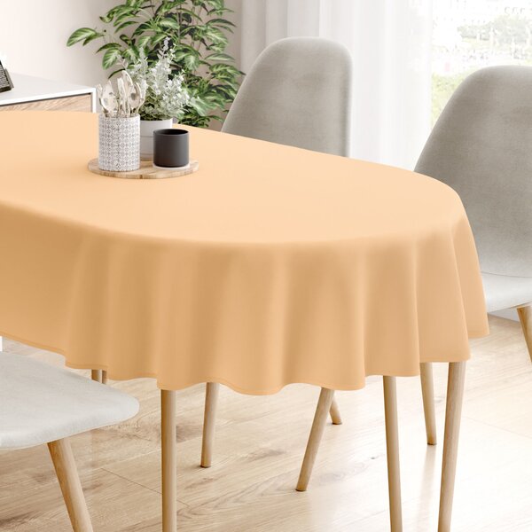 Goldea față de masă decorativă loneta - pudru orangiu - ovală 140 x 200 cm
