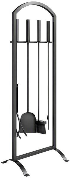 Outsunny Set pentru Șemineu din Metal, 6 Piese, cu Geantă, Perie, Lopățică, Vătrai, Clește și Suport, Negru | Aosom Romania