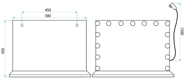 Oglindă LED HOLLYWOOD L.Gold
