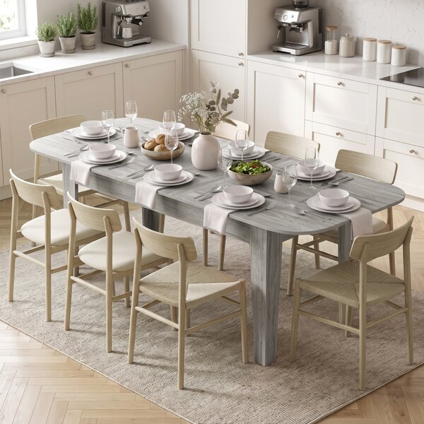 HOMCOM Masă Ovală Extensibilă pentru Dining, 140-180 cm, Gri Efect Lemn | Aosom Romania