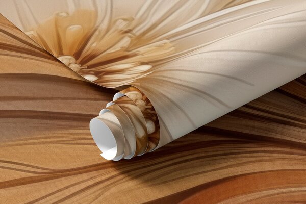Tapet flori 3D cu frunze în stil origami în nuanțe de bej, Fototapet 3D, Fototapet 3D Flori, w08984 : Uwalls.ro