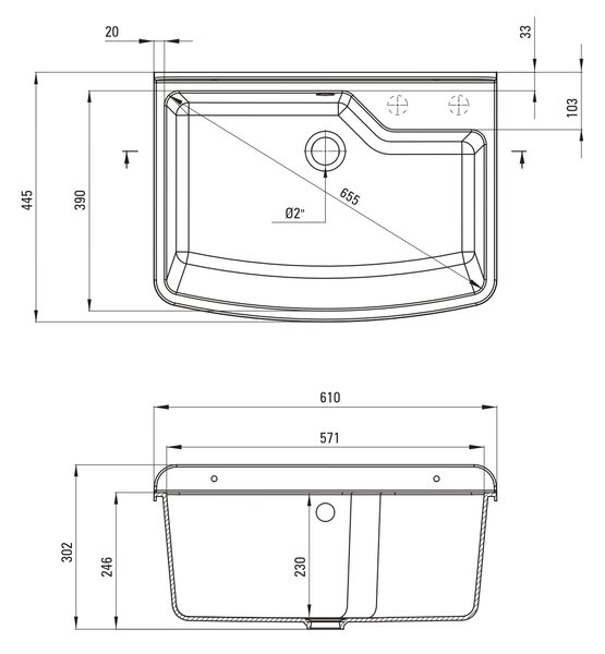 Deante Garden cuvă de utilitate 61x44.5 cm plastic ZYT_310B