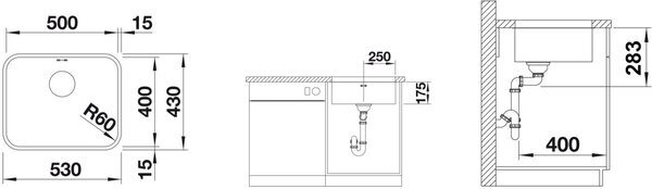 Blanco Supra 500-U chiuveta din otel 53x43 cm oţel 518205