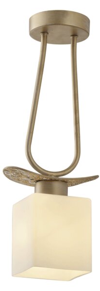 Lustră Klausen Goldie 1 Classic Chic Alamă Antichizată Sticlă Alb Opal 42x17x10cm E27 Iluminat Interior Elegant Dormitor Living Hol Design Clasic