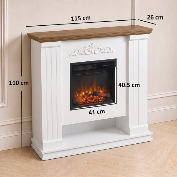 HOMCOM Șemineu Electric de Podea/Încastrabil pentru TV 54", cu Ramă și Poliță, 1800W, Flacără 3D Realistă, Funcție Memorie | Aosom Romania