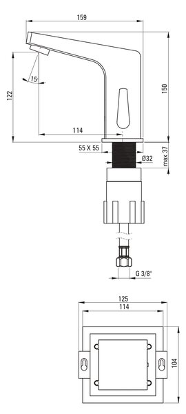 Deante Vital baterie lavoar stativ electrică crom BCH_029R