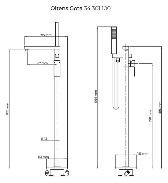 Oltens Gota baterie cadă-duș stativ crom 34301100