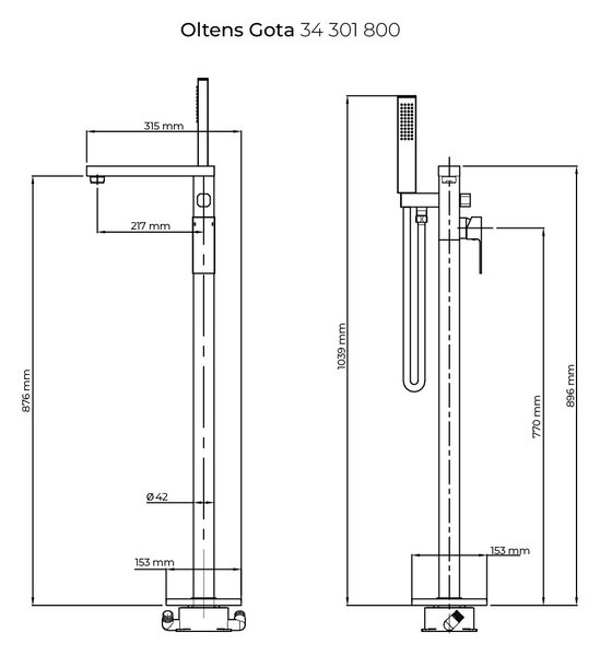 Oltens Gota baterie cadă-duș stativ auriu strălucitor 34301800