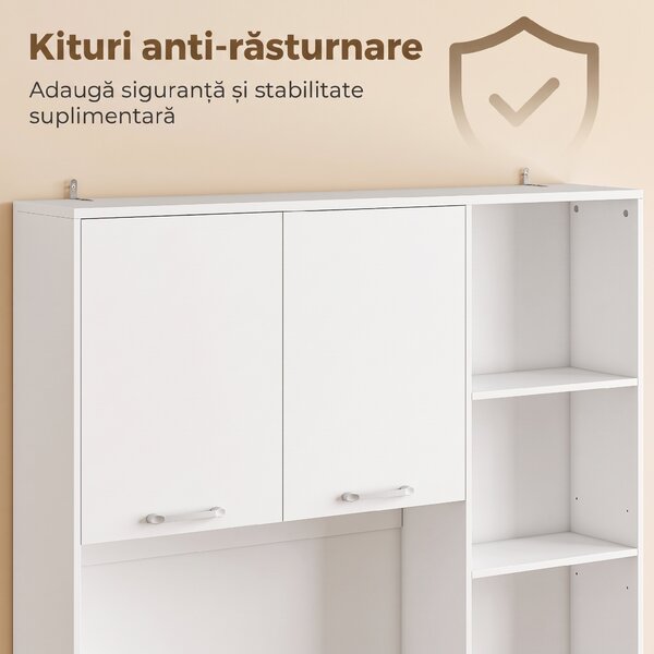 HOMCOM Dulap înalt de bucătărie, cămară modernă cu 5 uși, sertar, rafturi reglabile, blat și compartimente deschise, alb | Aosom Romania