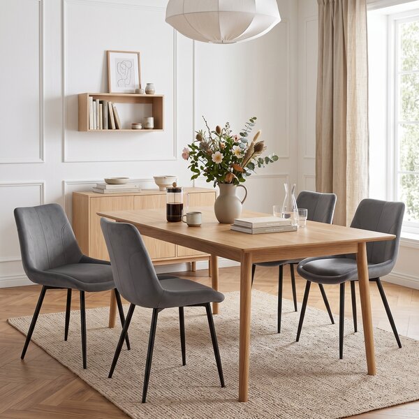 HOMCOM Set 2 Scaune de Dining din Catifea pentru Bucătărie, Gri Închis | Aosom Romania