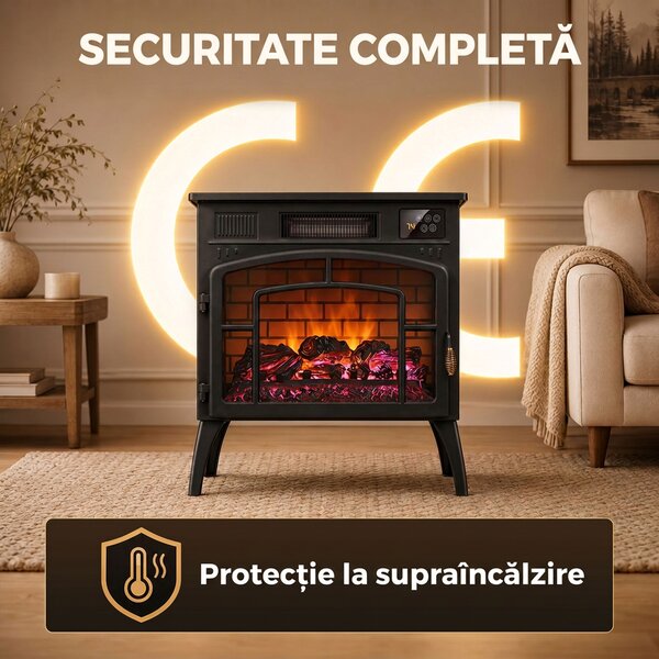 HOMCOM șemineu electric de podea | Aosom Romania