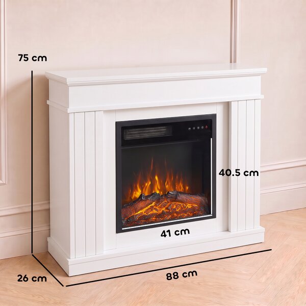 HOMCOM Șemineu Electric de Pardoseală/Încastrat cu Ramă pentru TV 38", 1800W, Efect de Flacără 3D, Funcție Memorie, Alb | Aosom Romania