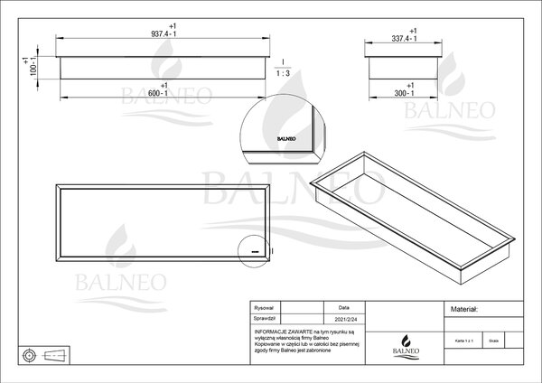 Balneo Wall-Box One Copper/Miedź raft de nișă 90 cm cupru OB-CO6