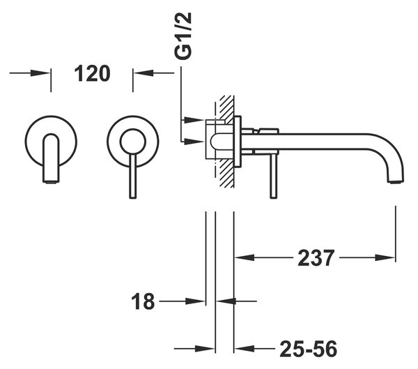 Tres Study baterie lavoar ascuns oţel 26230022AC