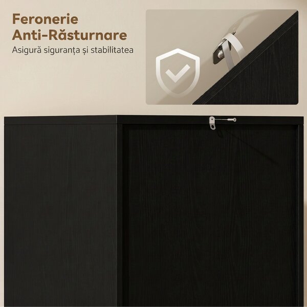 HOMCOM Dulap de bucătărie Slim cu 5 rafturi și spațiu interior reglabil, din lemn, 40x35x180 cm, negru | Aosom Romania
