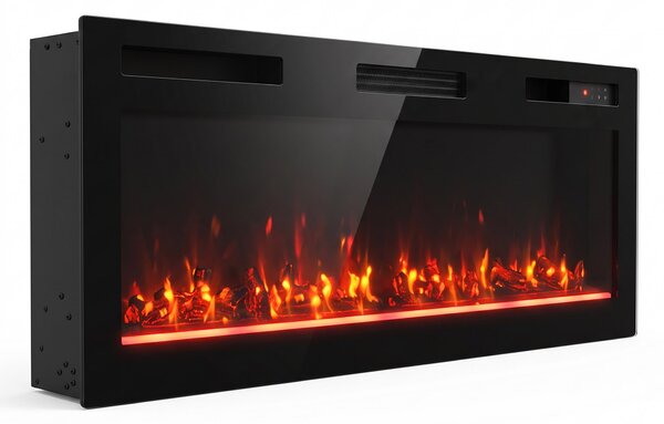HOMCOM Șemineu electric 102 cm, încastrabil/perete/podea, 900/1800W, telecomandă, timer, negru | Aosom Romania