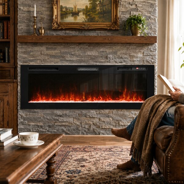 HOMCOM Șemineu electric 173 cm, 3 în 1, ultrasubțire 8,3 cm, cu telecomandă, 900/1800 W, timer, negru | Aosom Romania