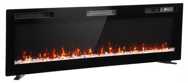 HOMCOM Șemineu electric 173 cm, 3 în 1, ultrasubțire 8,3 cm, cu telecomandă, 900/1800 W, timer, negru | Aosom Romania
