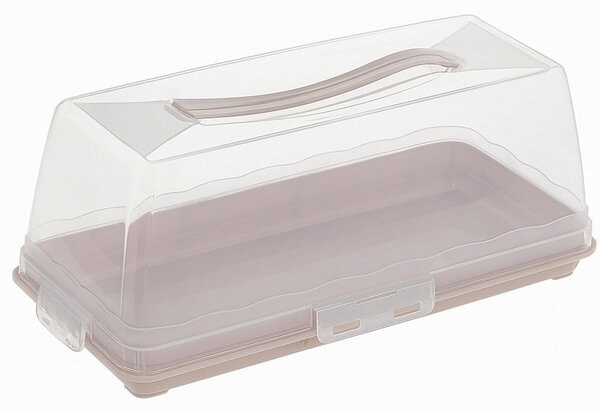 Platou Pufo Cookies cu capac transparent pentru servire torturi, prajituri, briose, produse de patiserie, 35 cm, roz