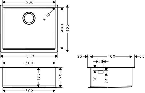 Hansgrohe S 71 chiuveta din otel 50.2x40 cm oţel 43427800