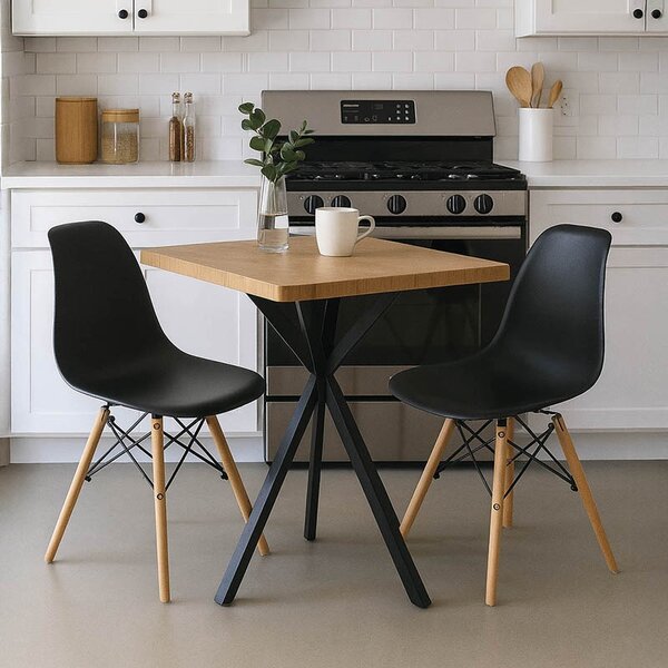 Set masa si scaune dining 3 buc. Julita - Prestone, Stejar, 70x70x82 cm