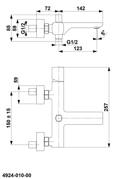 KFA Armatura Morganit baterie cadă-duș perete crom 4924-010-00