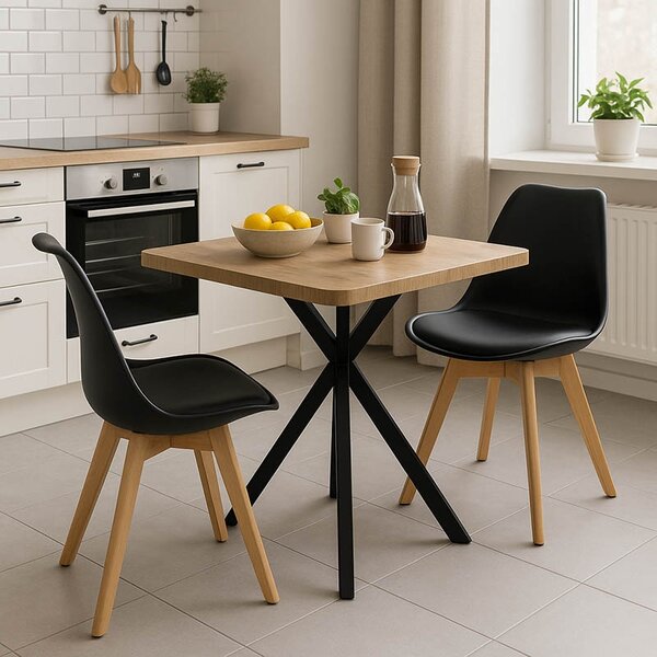 Set 3 bucati masa si scaune dining, Gaston, Prestone, Bej, 70x70x75 cm