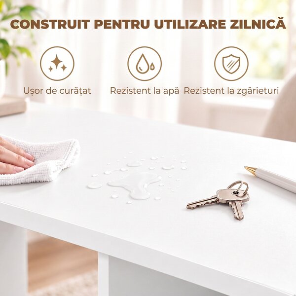 HOMCOM Birou pentru Computer cu 2 Polițe Deschise, 80 cm, Alb | Aosom Romania