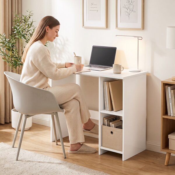 HOMCOM Birou pentru Computer cu 2 Polițe Deschise, 80 cm, Alb | Aosom Romania