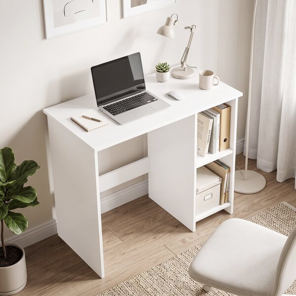 HOMCOM Birou pentru Computer cu 2 Polițe Deschise, 80 cm, Alb | Aosom Romania