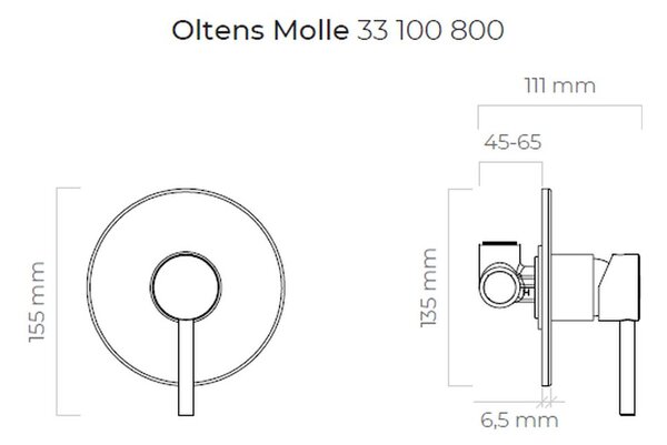 Oltens Molle baterie de duș ascuns auriu strălucitor 33100800