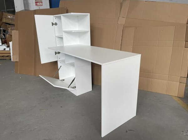 HOMCOM Birou pentru calculator cu bibliotecă și dulap, 150 cm, alb | Aosom Romania