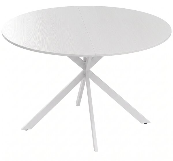 HOMCOM Masă rotundă de dining, stil industrial, cu picioare în cruce din oțel, Ø120x75 cm, albă | Aosom Romania