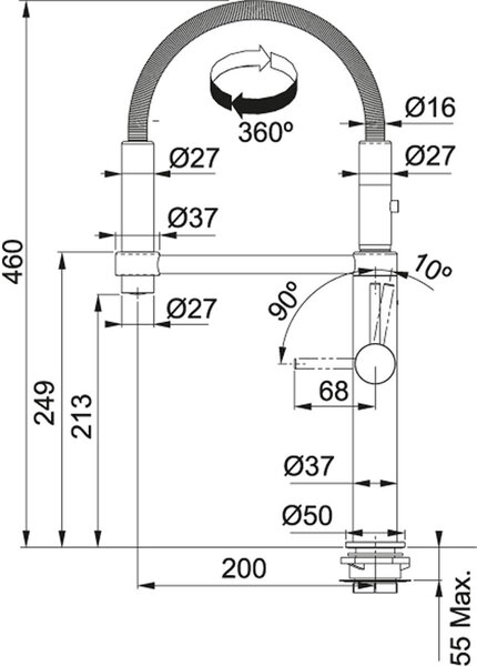 Franke Pescara 360 baterie bucătărie pe picior crom 115.0393.976