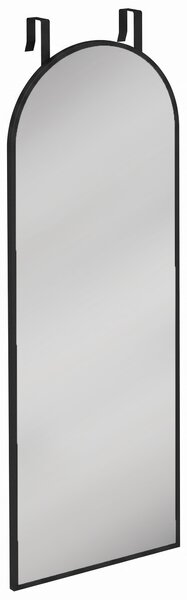 HOMCOM Oglindă de Perete Arcuită 110x40 cm, Ramă din Aluminiu, Cârlige, Design Modern, Negru | Aosom Romania
