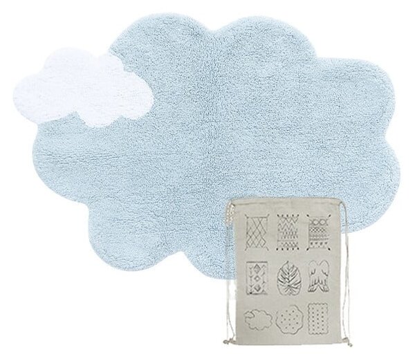 Covor pentru copii albastru deschis lavabil/țesut manual din bumbac 70x100 cm Mini Dream – Lorena Canals
